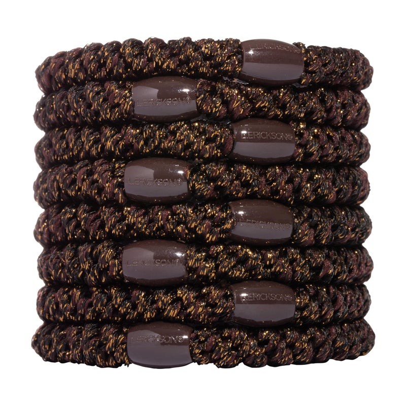L. Erickson Brown Hair Ties for Thick Hair, Grab & Go Ponytail Holders, 8 Pack, Metallic Espresso, Thick No-Crease Bands with Strong Hold and Damage-Free Design | L. Erickson - Image 1